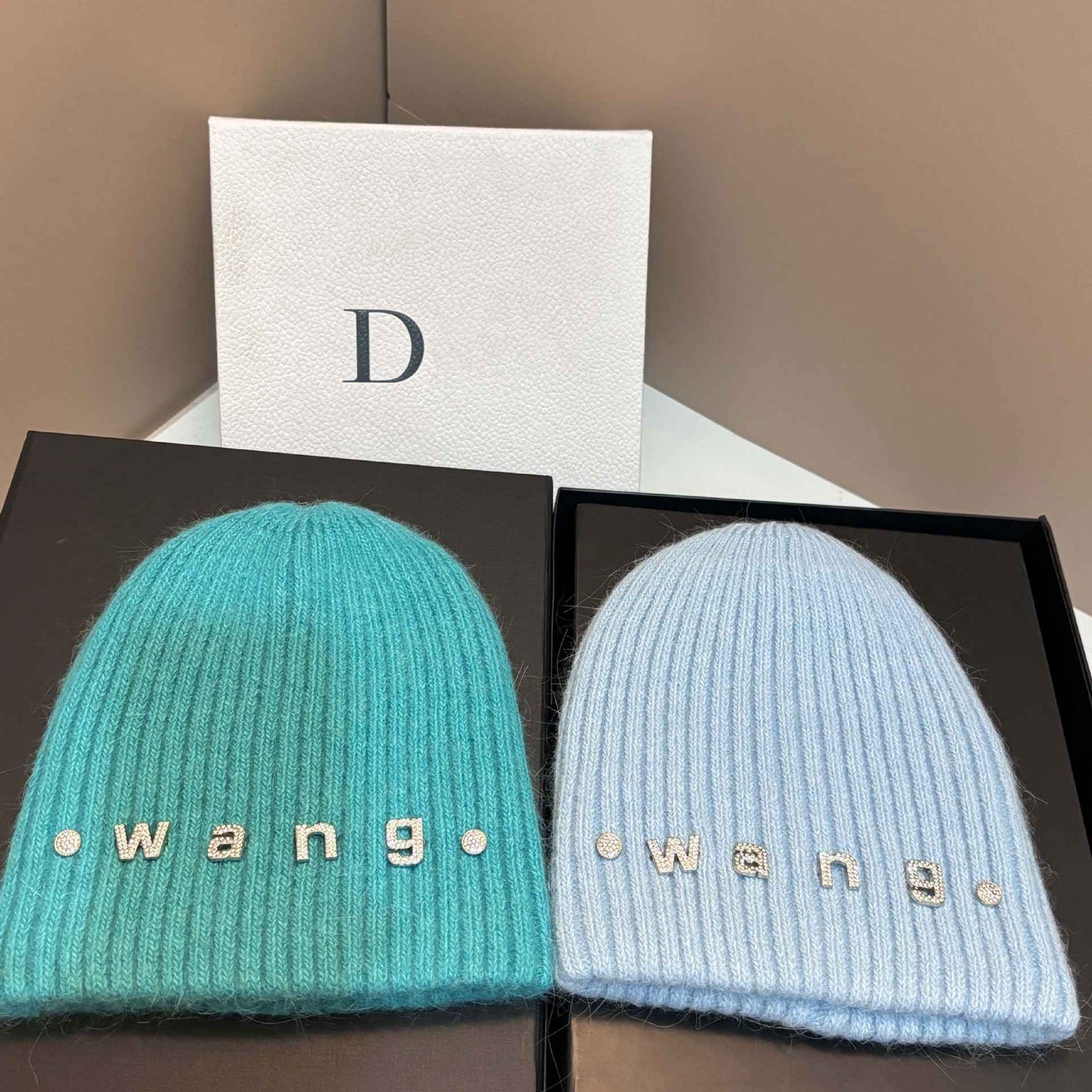 Simple Rabbit Hair Knitted Beanie for Women Outdoor Winter Warm Hat with Ear Flaps Basic Stretchable Skull Cap