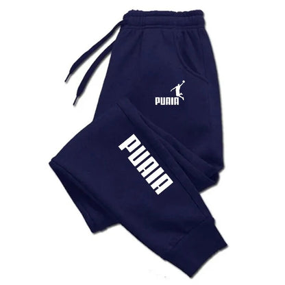 Calça de moletom masculina estampada PUAIA, calça de corrida primavera outono, fitness, caimento folgado, roupa de cor sólida, calça streetwear
