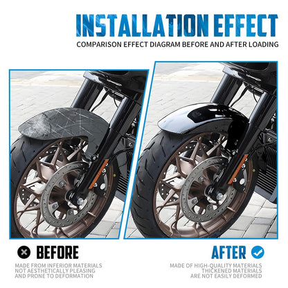 Motorcycle 19'' Front Fender Wheels Wrap Iron Short Mudguard For Harley Touring Road King FLHR Street Electra Glide FLHTK 14-23