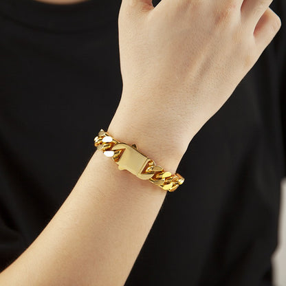 Pulseira Acessório Masculina de Aço Inoxidável 316 Banhada a Ouro 18k, Corrente Cubana Criptografada de 8, 10, 12mm, Estilo Miami Rap Hip Hop