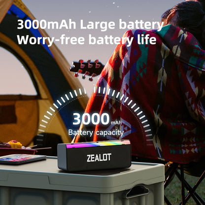 Caixa de Som Bluetooth Externa Zealot-S72 20W Som Superior e Graves IPX6 À Prova d'Água 10H de Reprodução Caixa de Som Portátil