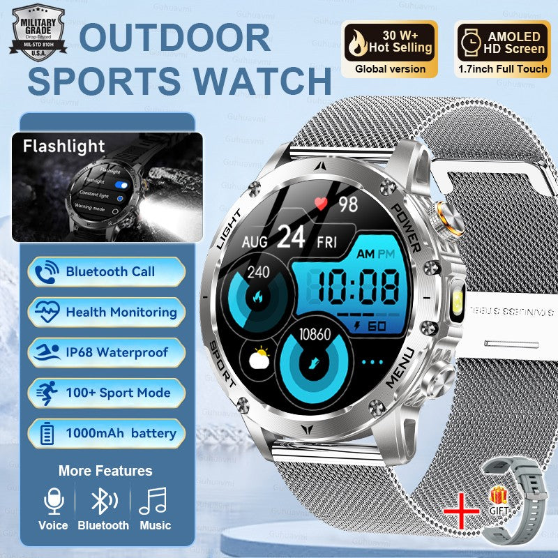 2025 T-REX3 1000mAh Grande Bateria Durável Relógio Inteligente Adulto GPS Lanterna Forte 10ATM À Prova D'água Chamada BT Smartwatch Esportivo Masculino