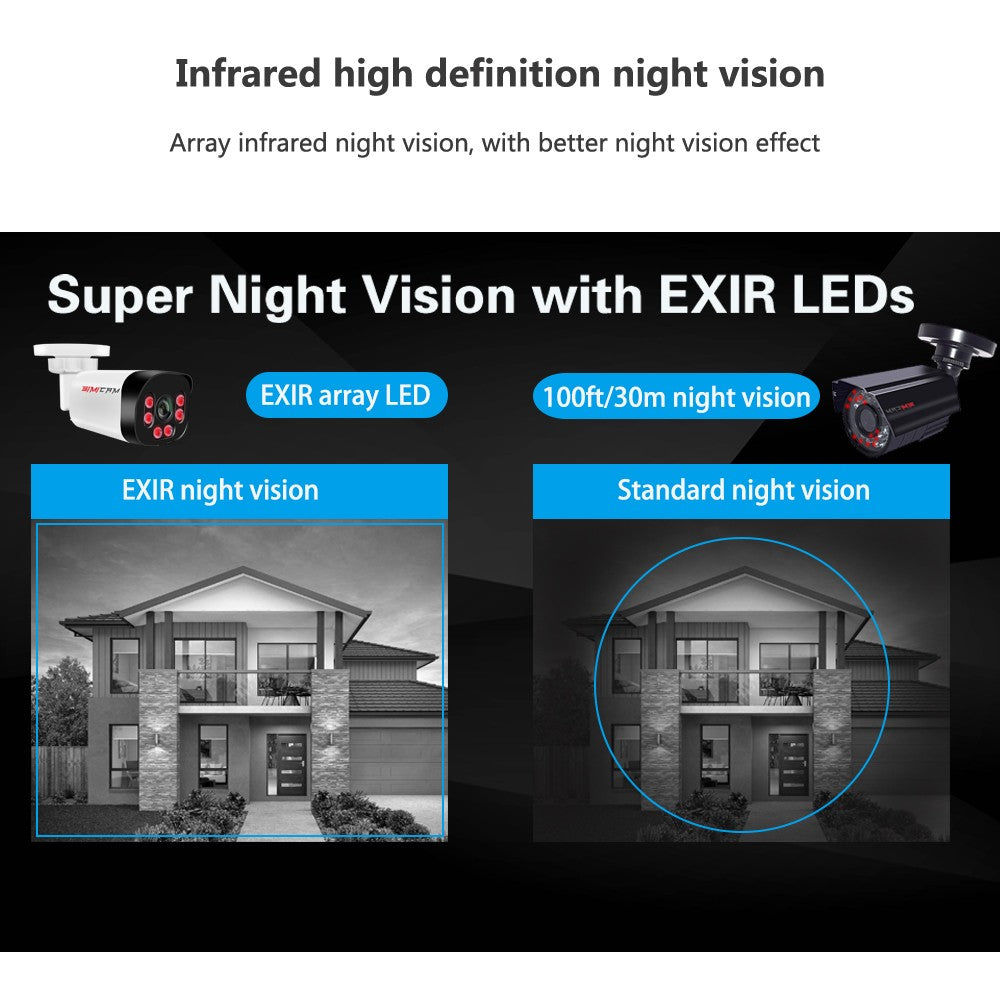 Super HD Infrared Night Vision Bullet Video Surveillance for NVR, 4K Poe Security Camera with Audio, 48V POE, DC 12V 4MP 5MP 8MP