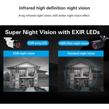 Super HD Infrared Night Vision Bullet Video Surveillance for NVR, 4K Poe Security Camera with Audio, 48V POE, DC 12V 4MP 5MP 8MP