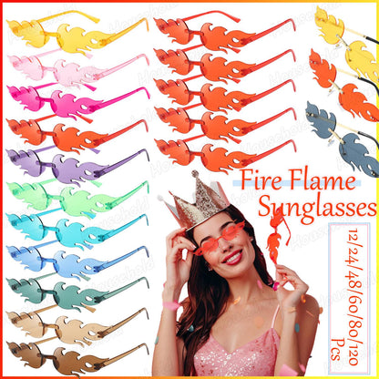 Fun Party Sunglasses Fire Flame Sunglasses Rimless Fire Sunglasses Halloween Candy Color Glasses for Christmas Favors