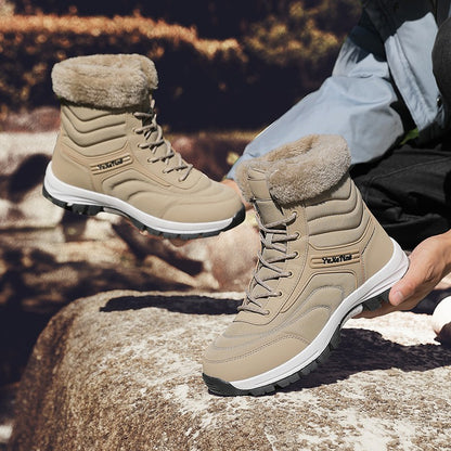 2025Brand Warm Winter Men's Hiking Boots Outdoor Snow Men Boots Men Work Casual Sneakers High Top Keep Warm Non-slip Ankle Boots