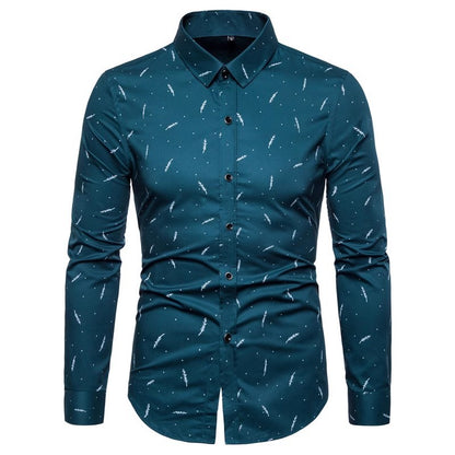 New Arrival 2025 Spring Men's Long Sleeve Shirts | Fashionable Single-Breasted Cotton Shirt in Blue Green Khaki Grey | Available