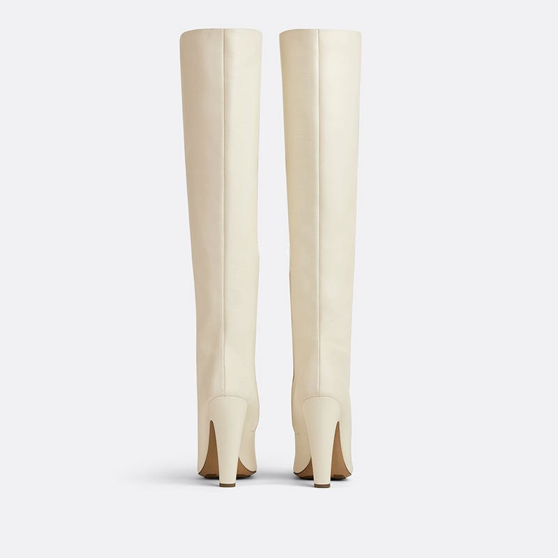 2025 Women's New Winter Coarse High Heels Knee Boots European and American Sexy Square Head Side Zipper Fashion Large Boots