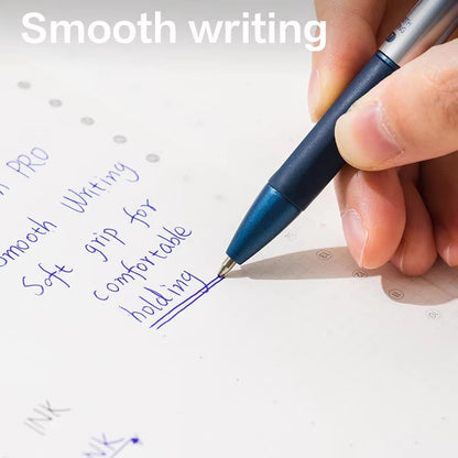 DELI Smooth Writing Ballpoint Pens 0.7mm Black and Blue Ink Pens 12PCS Pack of Retractable Ballpoint Pens for Office School Home