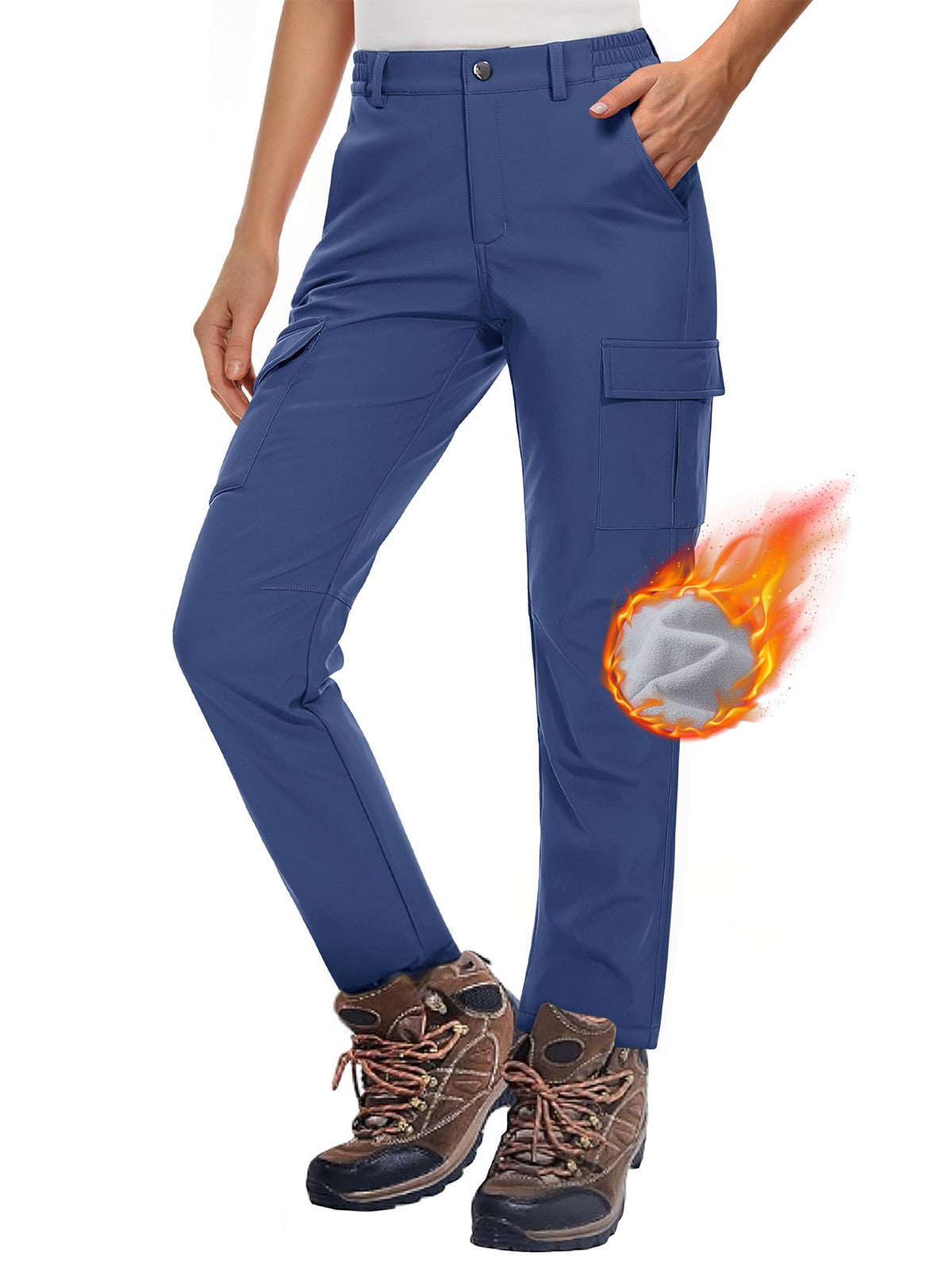 MAGCOMSEN Women's Softshell Pants Fleece Lined Winter Hiking  Ladies Pants Snow Ski Trousers Waterproof Ripstop Warm Cargo Pants