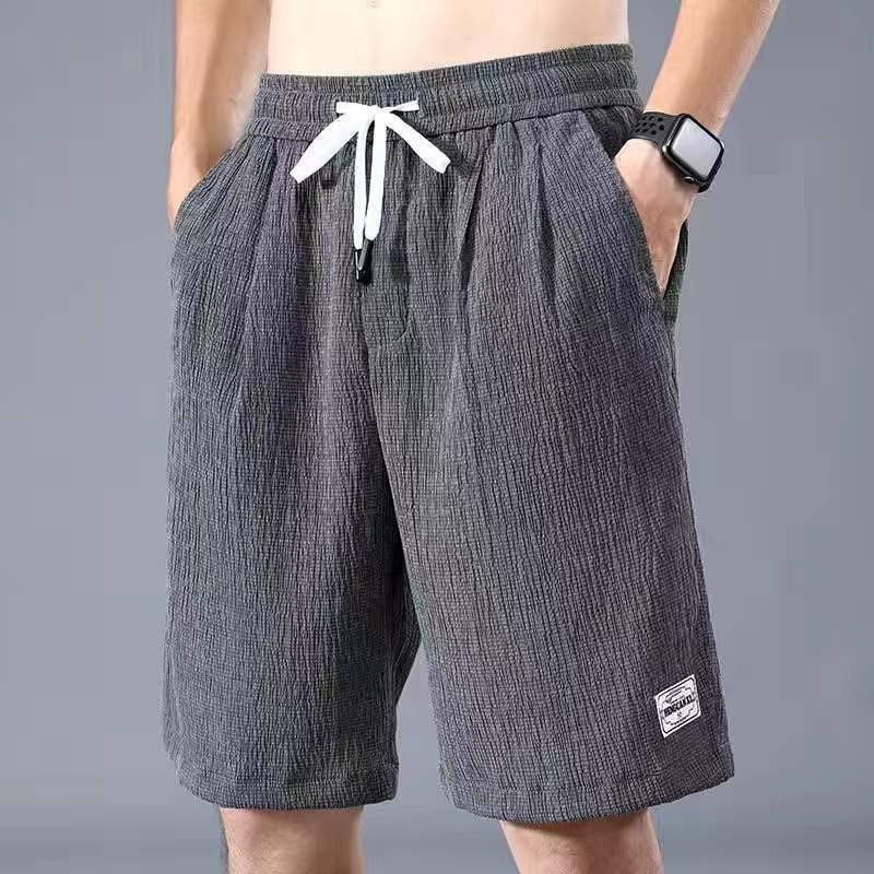 Sleeping Pants Ice Silk Shorts Men Casual Shorts Loose 5-Minute Pants Solid Youth Home Shorts Elastic Waist Large Pajama Pants