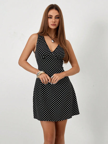 European and American style ultra short mini V-neck dress