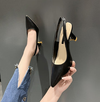 Sapatos Femininos de Verão com Salto Agulha, Bico Fino, PU Respirável, Confortáveis e Elegantes, Boca Rasa, Sandálias Sensuais