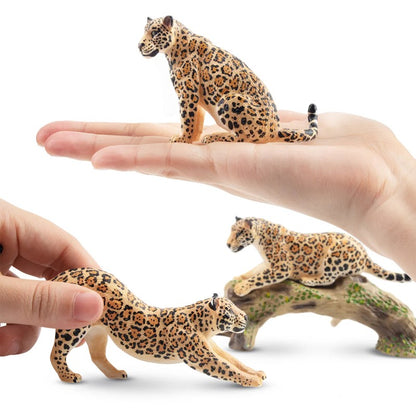 7Pcs Simulation Cheetah Family Wildlife Animal Model Toy Mini Jaguars Figures Dolls Action Figurines Toys for Children Set Gift