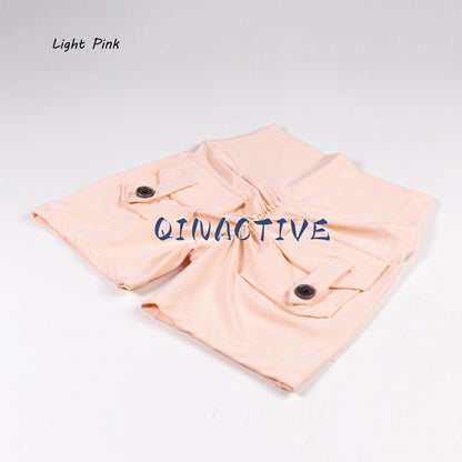 QINACTIVE Yoga Shorts for Women Pocket Scrunched Butt Gym Leggings High Waist Push Up Tights Sexy Booty Sports Shorts Fitness