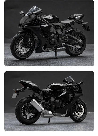 1:12 R1M R1 Modelo de Moto Brinquedos Liga Fundida Motocicletas em Miniatura Som Luz Amortecimento Simulação Motocicletas Presentes