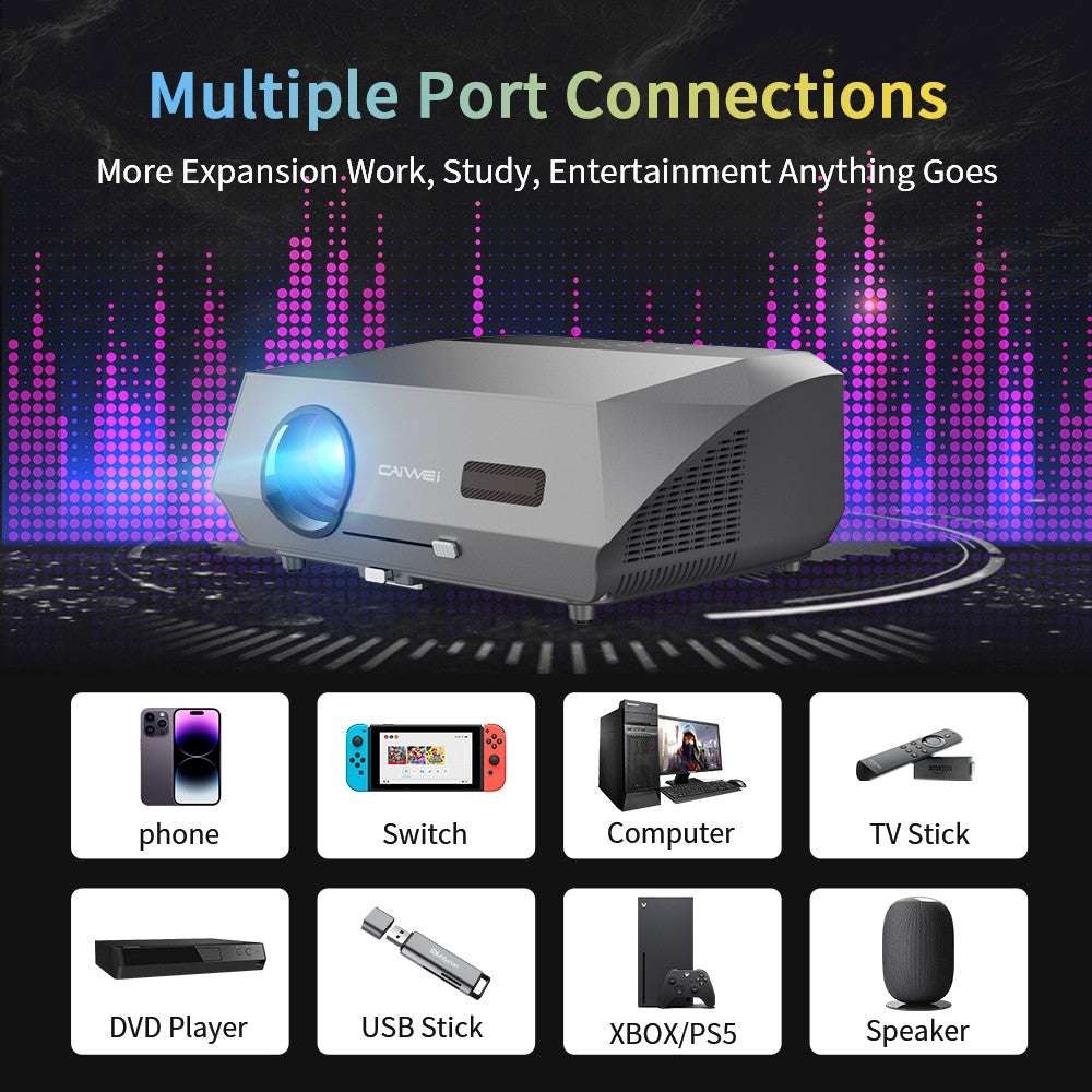 Projetor 4K com foco automático 3500 ANSI, Wi-Fi 2.4+5G, Bluetooth, Full HD 1080P, HDR, Android TV, para filmes, vídeos e home theater durante o dia