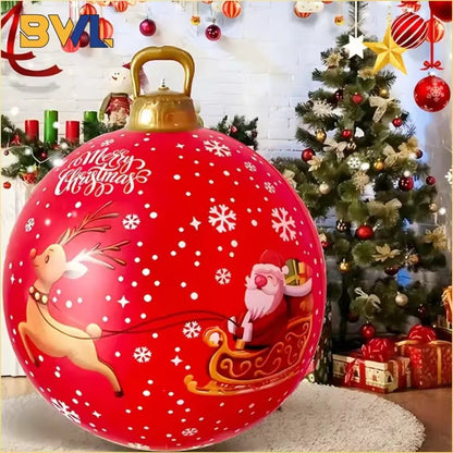 32 Inch Giant PVC Inflatable Christmas Ball Ornaments Outdoor Large Xmas Blow Ball Decorations for Christmas Party Ornaments