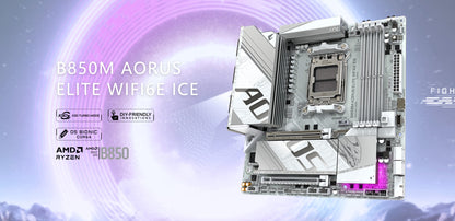 GIGABYTE B850M AORUS ELITE WIFI6E ICE New Motherboard supports up to AMD Ryzen 9000 series 12+2+2 power supply / Socket AM5