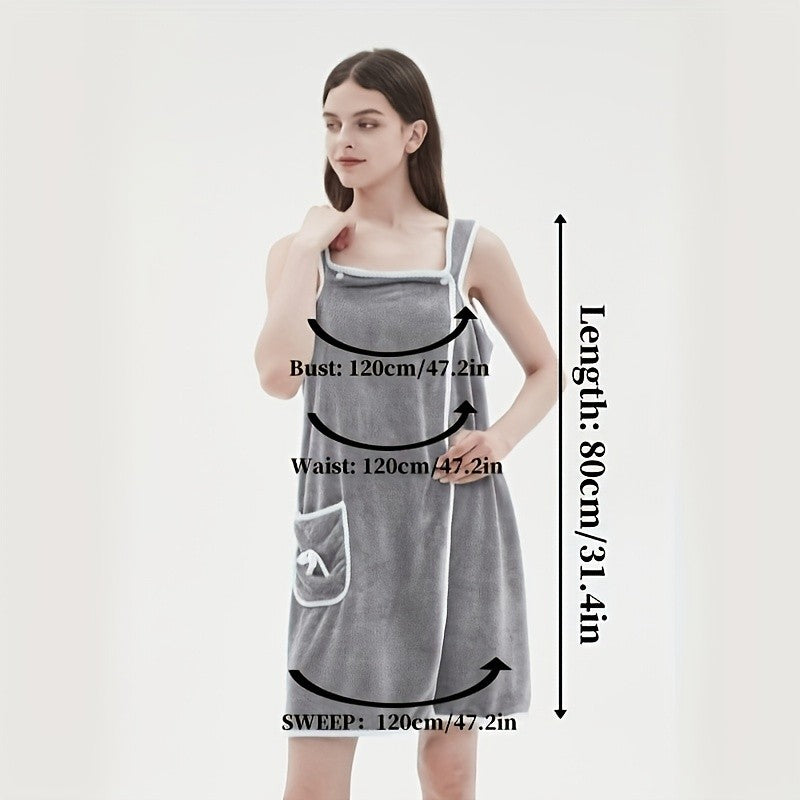 Wearable Bath Towel, Bowknot Coral Velvet Bath Skirt For Adults, Water Absorption, Quick Drying, Bath Towel, No Hair Loss, Bath