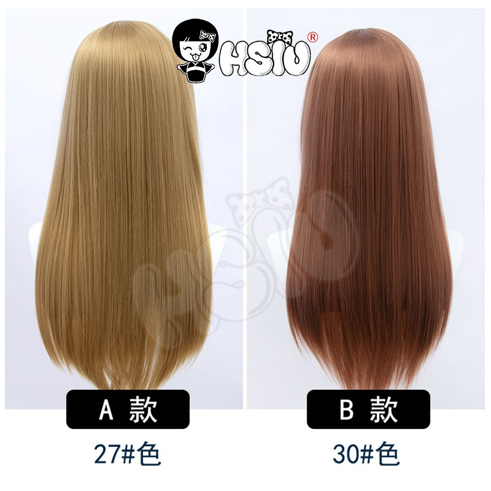 ?HSIU Brand?26 Colors 60cm Long Straight Hair Pink Gray  White purple Black pink Fiber synthetic wig + Free brand wig net