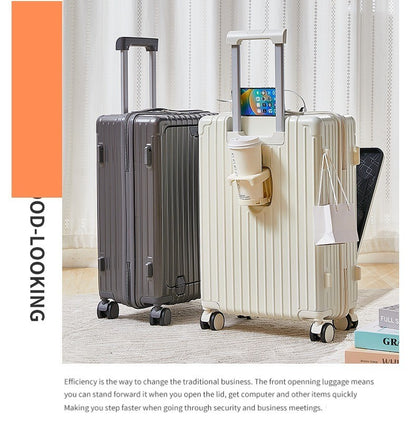 New multifunctional luggage with front opening 20 inch password travel case 26 inch men's and women's large capacity luggage wit
