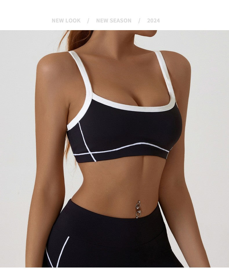Yoga Sports Bra Color Clashing Shock Absorbing Brassiere Women Full Cup Breathable Gym Tube top Bra Yoga Workout Underwear