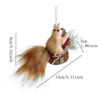 Christmas Squirrel Hanging Ornaments,Squirrel Pinecones & Berries, Rustic Winter Forest Decor for Christmas Tree, New Year Party