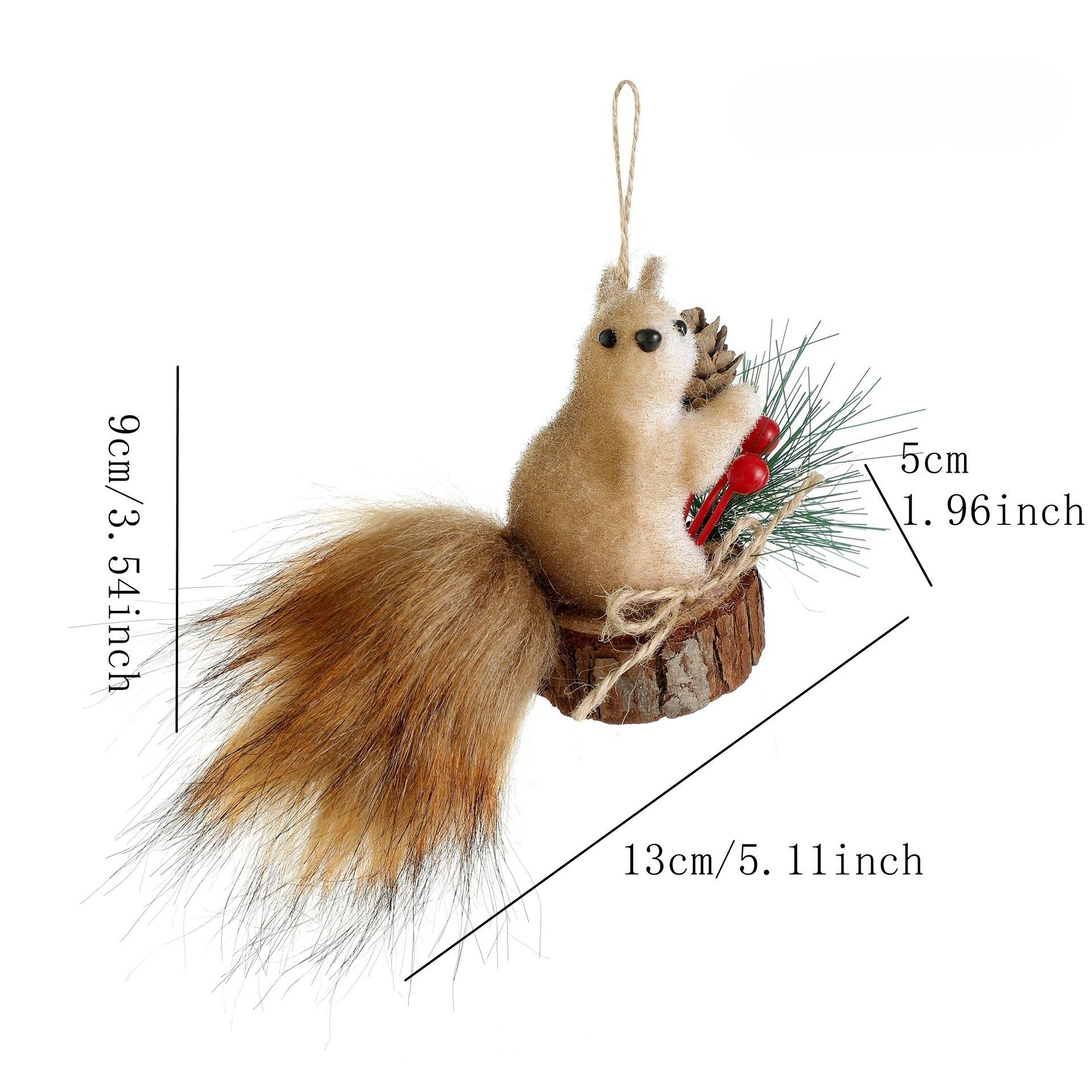 Christmas Squirrel Hanging Ornaments,Squirrel Pinecones & Berries, Rustic Winter Forest Decor for Christmas Tree, New Year Party