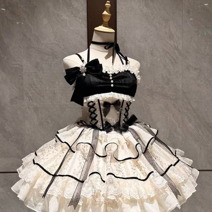 Gothic Y2k Sling Dress Women Harajuku Retro Tulle Ruffles Trim Christmas Party Outfit Grunge Aesthetic Sleeveless Elegant Wear