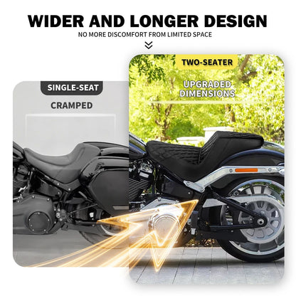Banco do passageiro do motorista de duas pessoas da motocicleta Selim do piloto Banco dianteiro e traseiro para Harley Softail Fat Boy 2018-2025 Breakout FXBR 2023-25