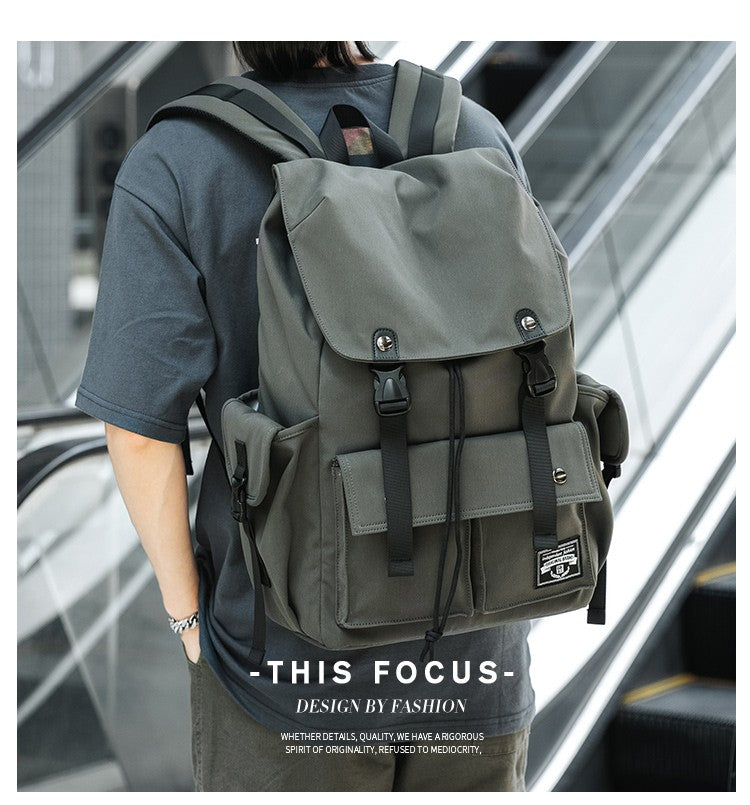 Mochila Masculina Impermeável de Grande Capacidade com Cordão para Homens Oxford Durável Viagem Faculdade Aluno Notebook Escola Livros