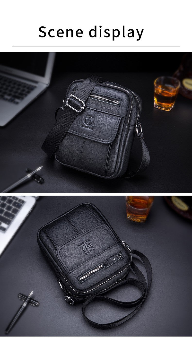 Bullcaptain Casual Men's Shoulder Bags Business Messenger Bag high-Quality Men's Cow Leather Bag's Mini Large Capacity Pocket
