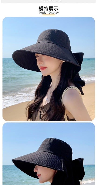 summer sun hat female sunscreen UV face protection neck protection outdoor cycling mountaineering beach large brim hat