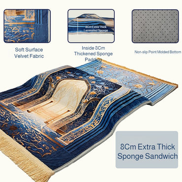 Prayer Rug Living Room Prayer Mat 70*110cm Muslim Islamic Prayer Rug, Carpet Mat, Kneeling Poly Mat with Vintage Pattern, Tassel