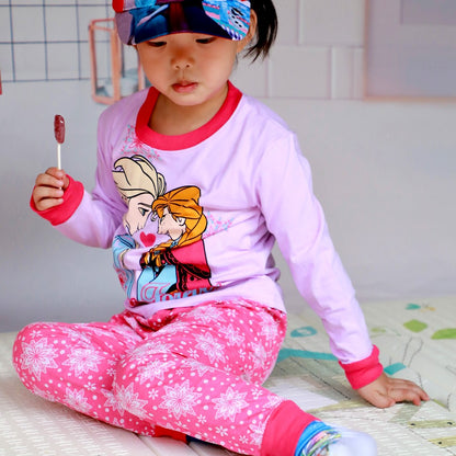 New Spring Autumn Children's Clothing Sets girl Sleepwear Clothes Kids Pajamas Set Baby Girls Cotton Anna Elsa Cartoon Pyjamas