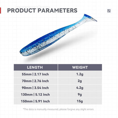 Bazooka Shad Worm Pesca Isca Artificial Macia Grande Silicone 90 100mm Isca Cauda T Easy Shiner Wobbler Swimbait Pesca Truta Lúcio Baixo Inverno