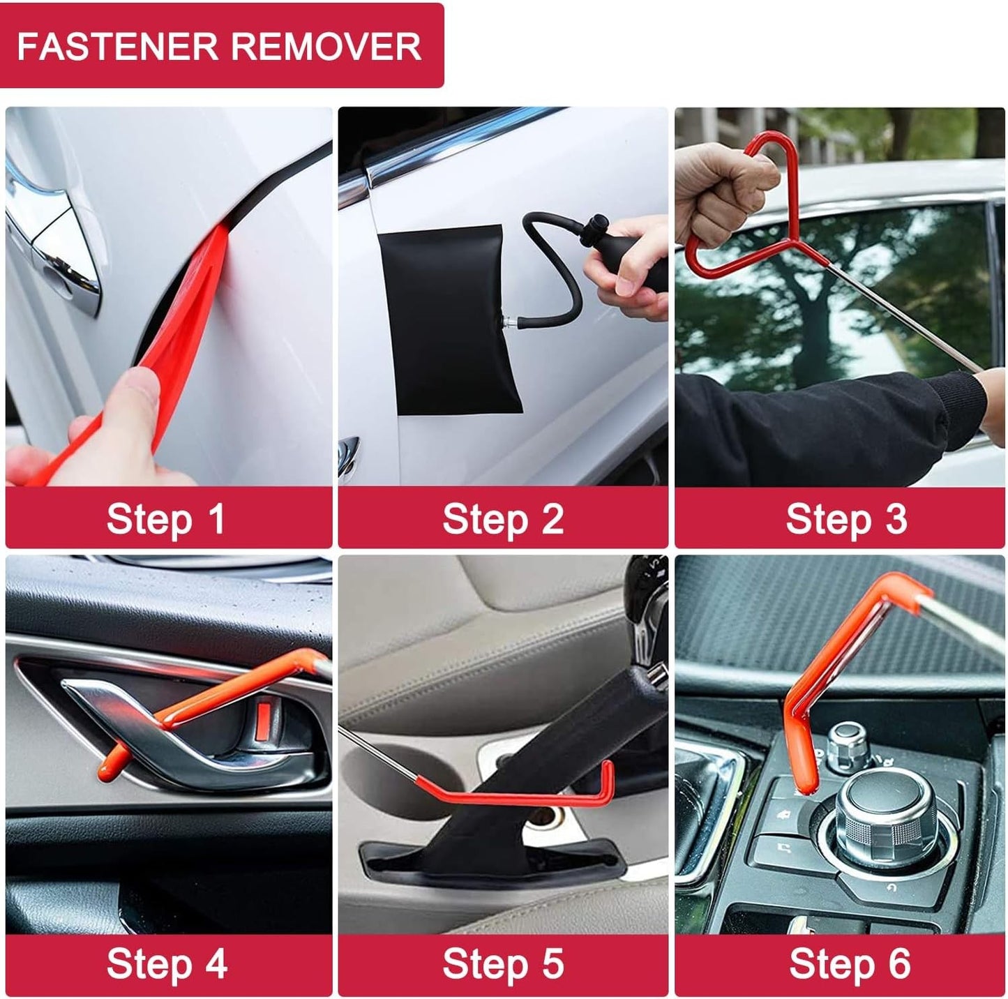 Conjunto de Ferramentas Automotivas de 21/18 Peças para Portas de Carro com Bomba de Ar Inflável, Ferramentas de Fixação para Abertura de Portas e Janelas, Kits de Longo Alcance com Bolsa de Transporte