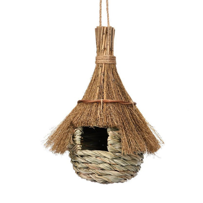 Casa para Pássaros Pendurada, Feita à Mão, de Grama, Ecológica, Gaiolas de Palha para Pássaros, Ninho Aconchegante para Pássaros, Abrigo contra o Frio