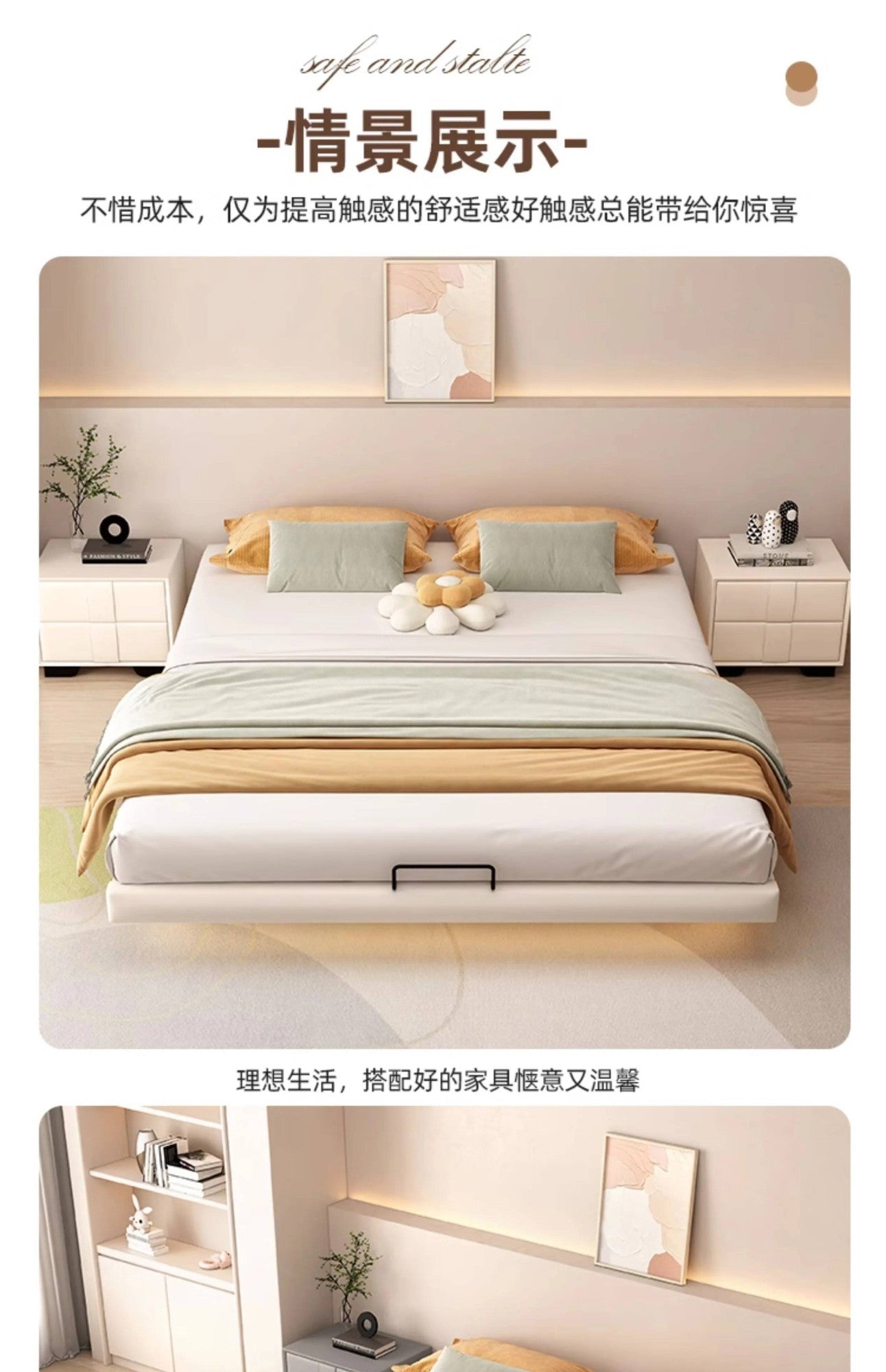 Estrutura de Cama King Size Quarto de Casal Queen Moderna de Luxo Preta Estrutura de Cama de Metal Lounge Cama Elástica Pula Móveis que Economizam Espaço