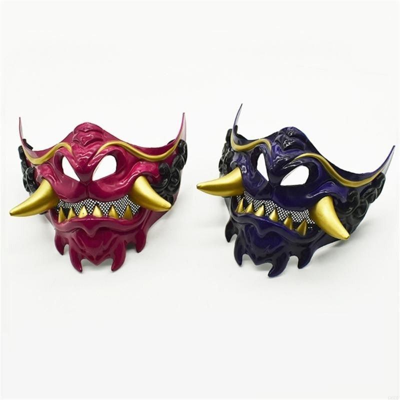 Devil Samurais Mask Halloween Cosplay Mask Half Face Mask Masquerade Mask Party Mask Japanese Mask for Carnivals