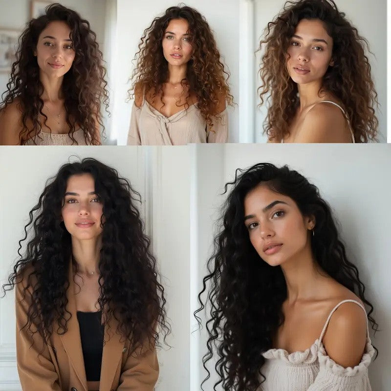 Extensão de Cabelo Sintética de 18 Polegadas, Uma Peça, 6 Clipes, Curta, Ondulada, Encaracolada, com Clipe, Invisível, Volumosa, Preta/Castanha, para Mulheres