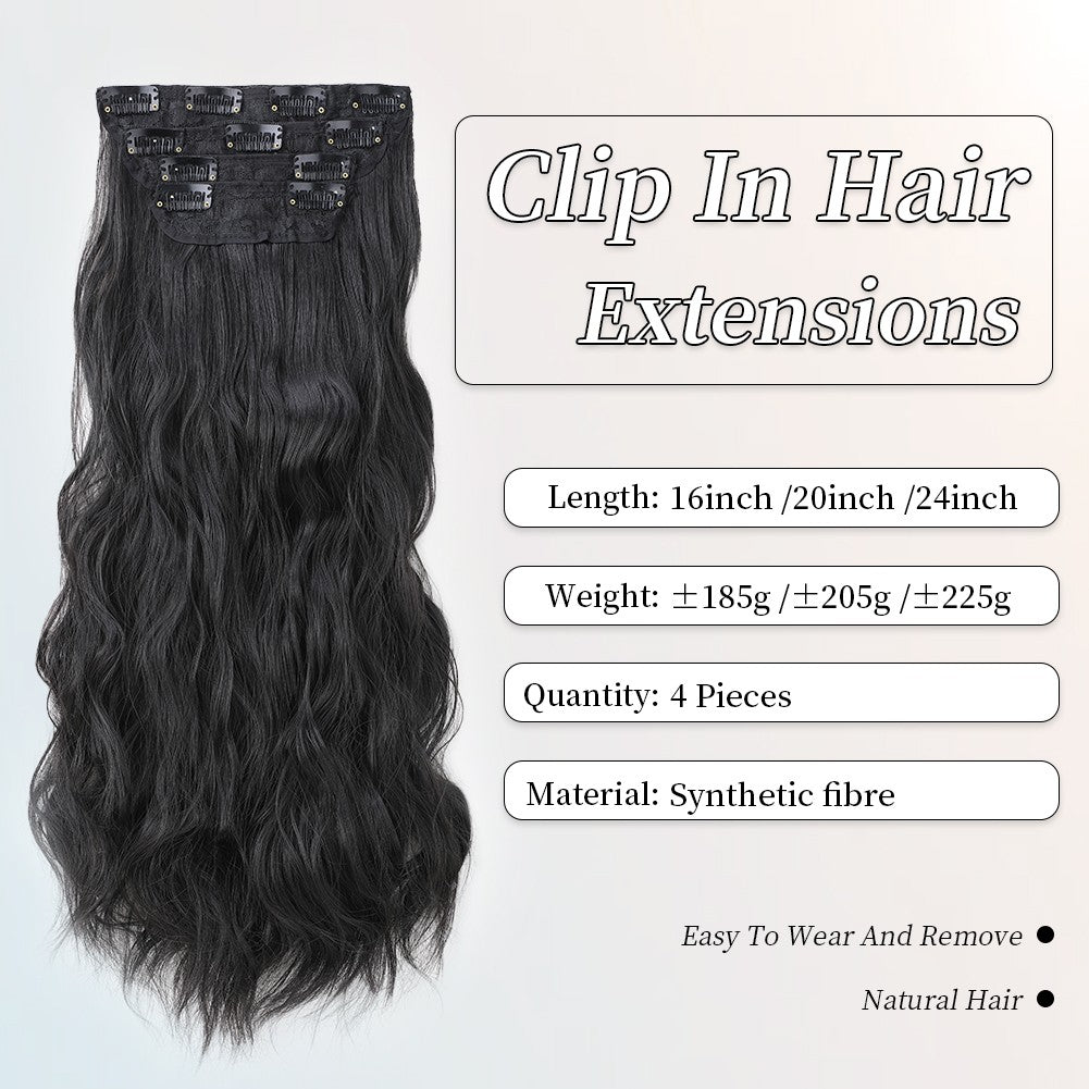 Extensões de Cabelo Sintético com Ondas Corporais 4pçs/conjunto Perucas com Grampos Extensões de Cabelo para Mulheres e Meninas