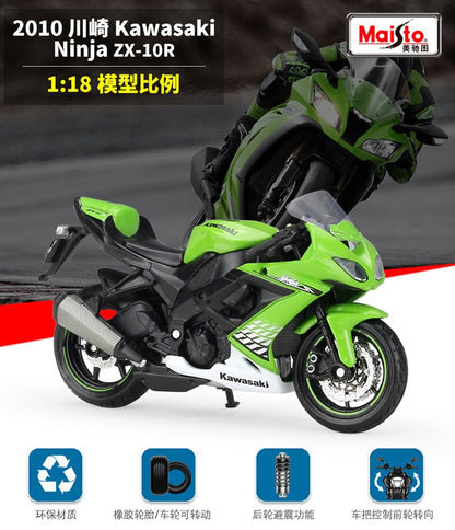 Maisto 1:18 Kawasaki Ninja Zx-10r Zx 10r Modelo de Moto Modelo em Liga