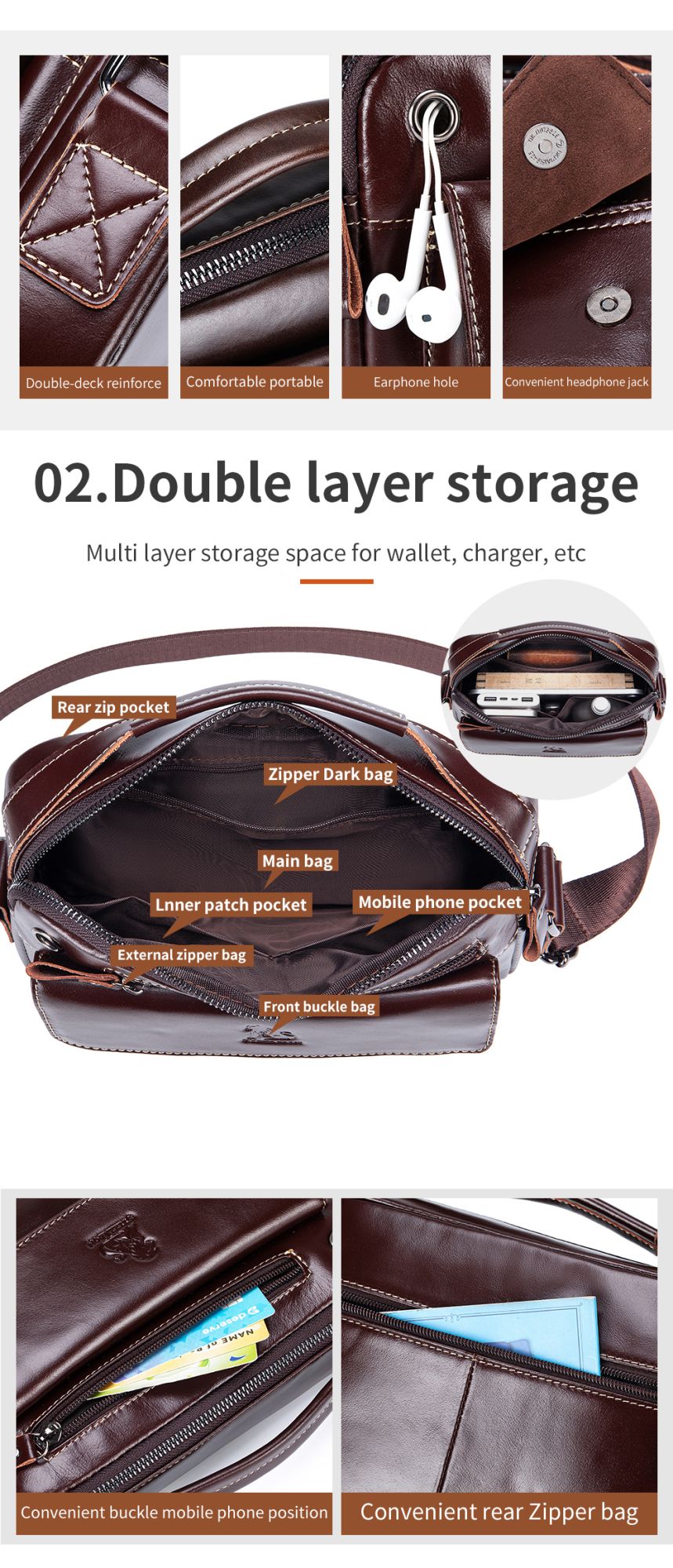 STEEL LION top layer cowhide men's single shoulder diagonal cross bag casual sports horizontal mobile phone bag genuine leather