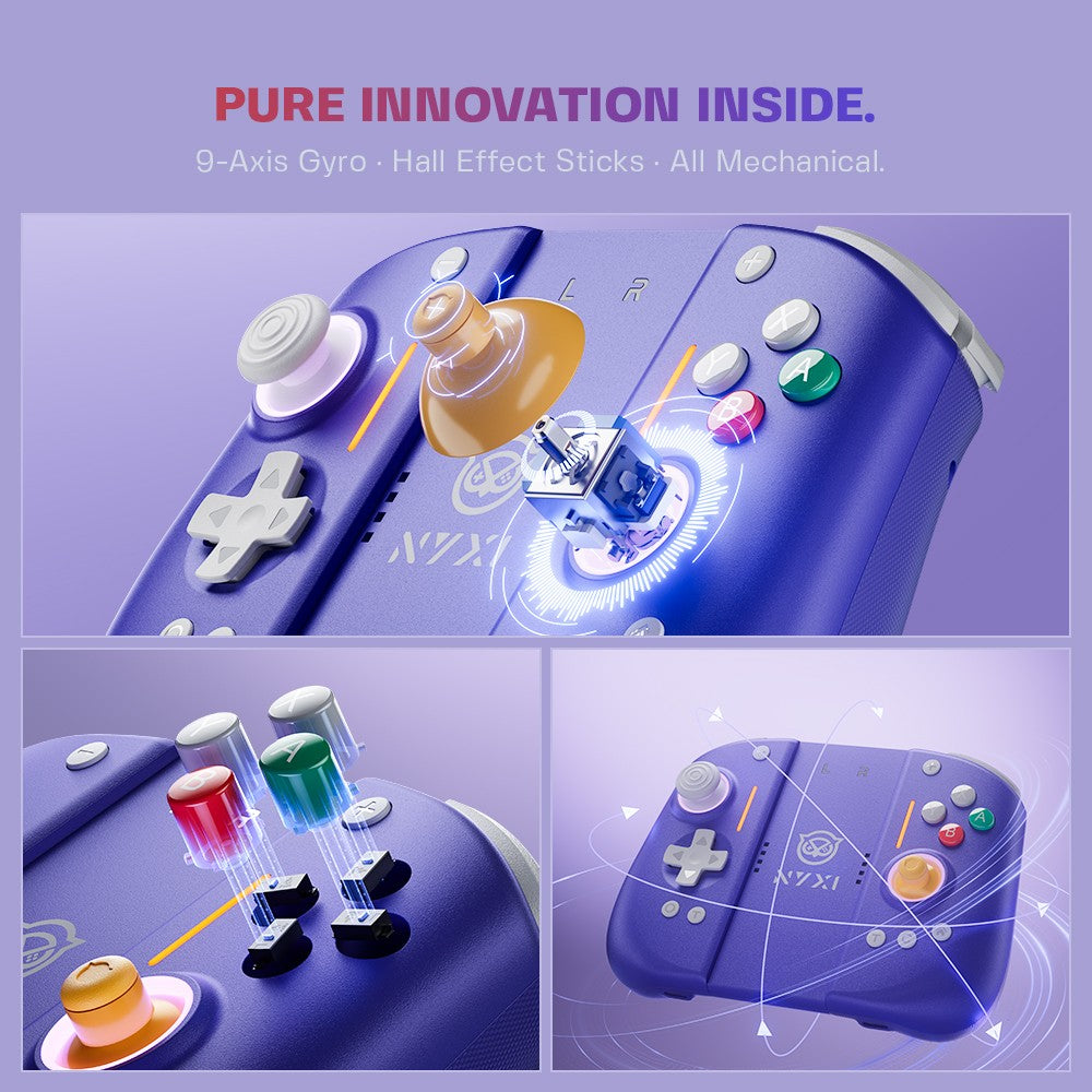 NYXI Hyperion 3 Hall Effect Controller No Drift, Full Mechanical Switches, 9-Axis Gyro, Magnetic Joypad for Nintendo Switch 2, Wireless Gamepad Purple