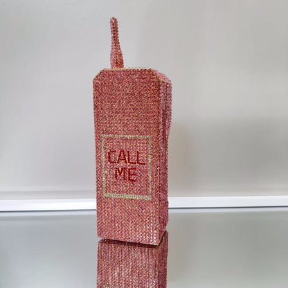 XIYUAN Newest Cellphone Shaped Rhinestone Evening Clutch Purse Luxury Diamond Wedding Party Bag Lady Pink Crystal Bridal Handbag
