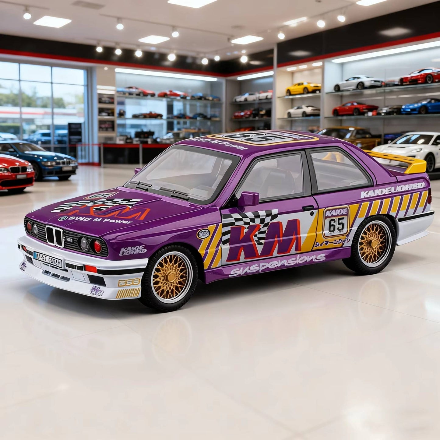 1:24 1988 BMW E30 M3 IM Liga Escala Modelo Carro Diecast Miniatura de Metal Carro Som?Luz Coleção de Carros Clássicos Brinquedo Infantil Veículo