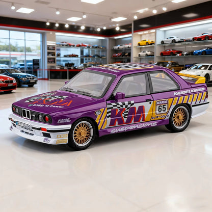 1:24 1988 BMW E30 M3 IM Liga Escala Modelo Carro Diecast Miniatura de Metal Carro Som?Luz Coleção de Carros Clássicos Brinquedo Infantil Veículo