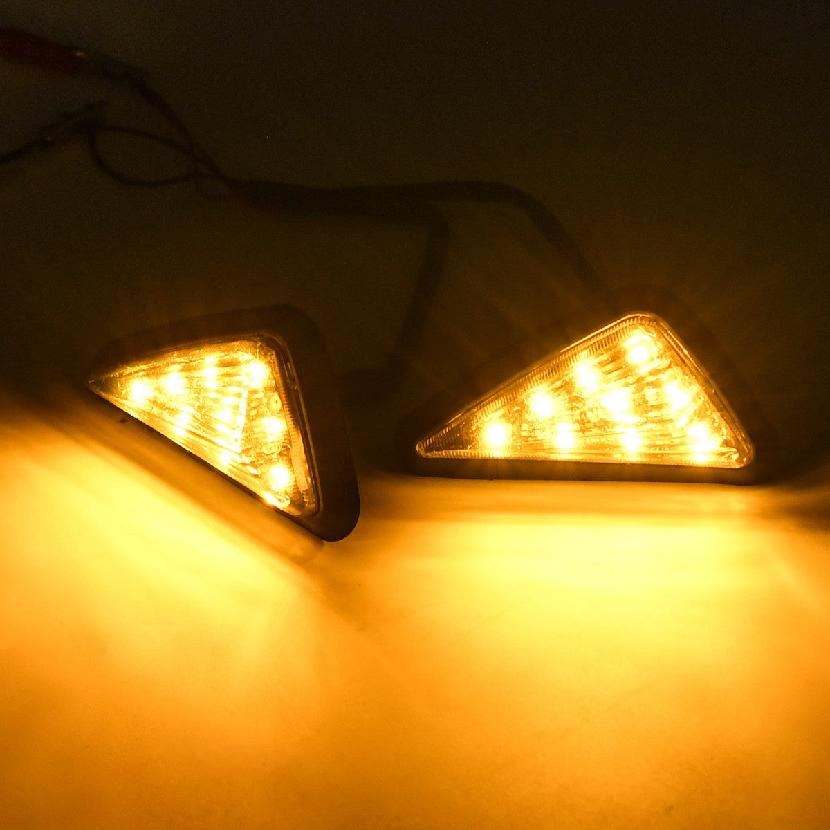 1 Par de Luzes de Seta LED para Moto, Tipo Triângulo Embutido, Indicadores de Sinal de Virada LED, Luzes Âmbar de Pisca-Pisca Diurnas